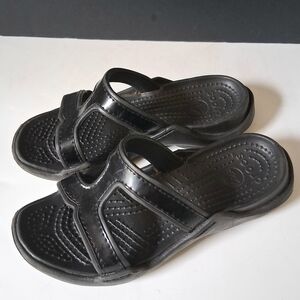 Crocs Black Slip On Womens Size 5 Black Sandals Slides Shoes
